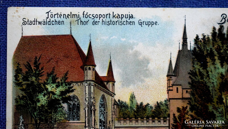 Budapest - Történelmi főcsoport kapuja (Vajdahunyad-vár) litho képeslap 1900 Ganz A kiadása
