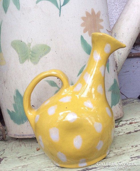 Gálócsy edit retro sun yellow hemp seed ceramic hen jug spout