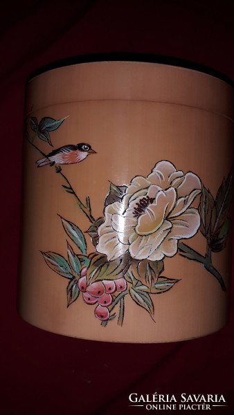 Gyönyörű kínai lakkfa kézzel festett jelenetes keleti kör dísz doboz 15 x 11 cm képek szerint
