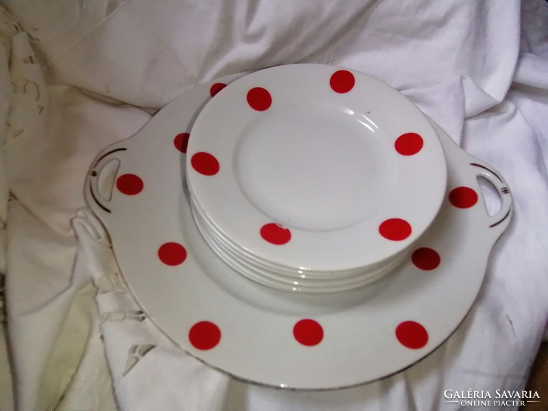 Antique drasche polka dot cake set 1936