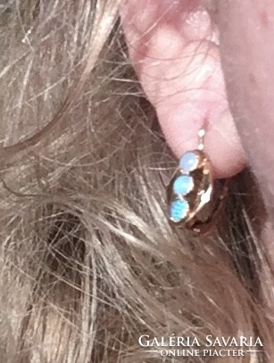 Art deco noble opal gold earrings antique fox