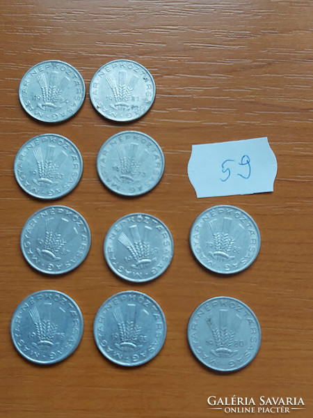 10 pieces of Hungarian 20 fils, all different years 59