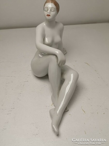 Hollóházi ülő női akt szobor - 50143