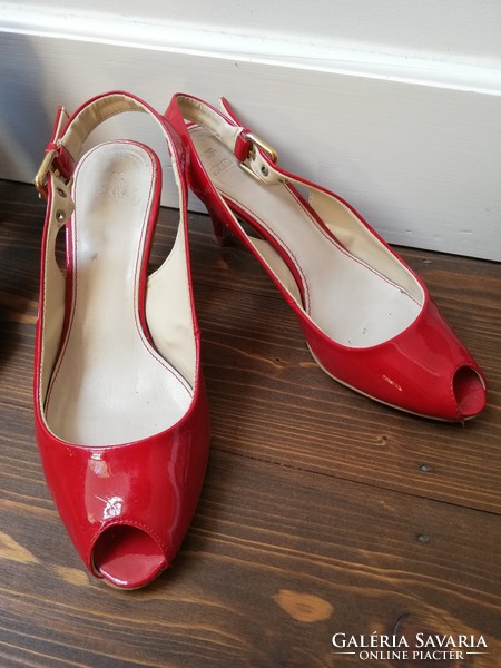 Zara 36 red patent stiletto sandals, worn a few times