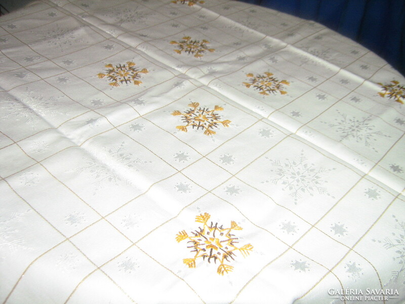 Beautiful hand-embroidered damask tablecloth