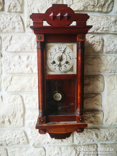 Gyönyörű antik szecessziós fali óra Bim Bam feles ütős óra eredeti állapotban