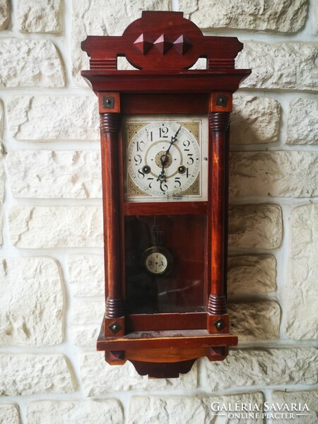 Beautiful antique Art Nouveau wall clock bim bam half striking clock in original condition