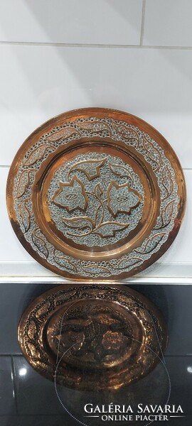 Copper Indian openwork Dussan decorated wall plate
