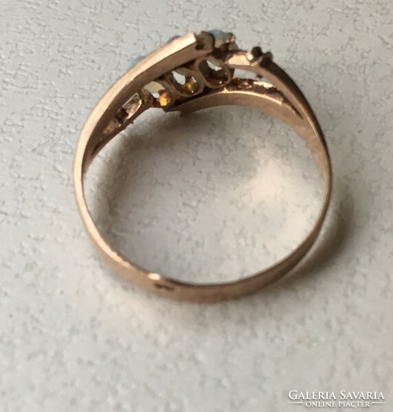 Szecessziós Arany Gyűrű Opál Gyöngy Antik