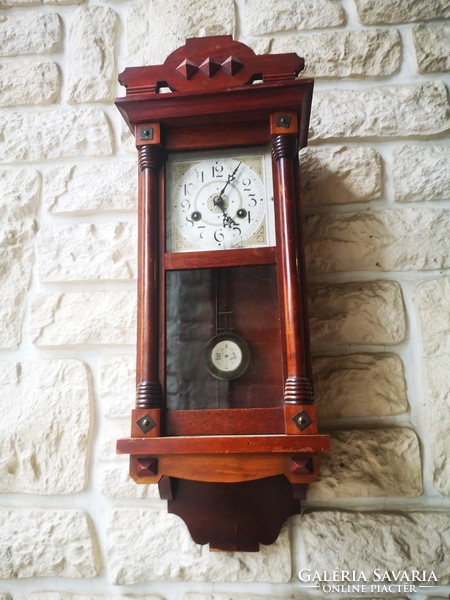 Beautiful antique Art Nouveau wall clock bim bam half striking clock in original condition