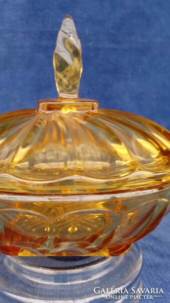 Old lovely Art Nouveau style powder bottle, toilet glass (amber)