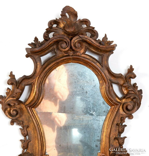 Antik tükör faragott fa keretben (vak tükörre )