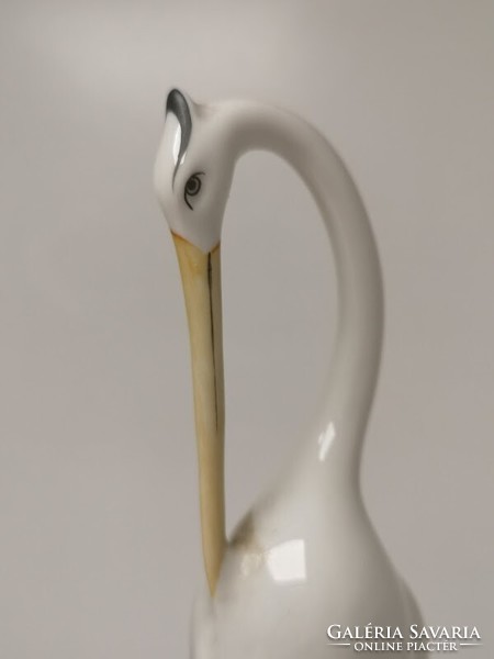 Hollóháza hand-painted porcelain egret statue - 50138