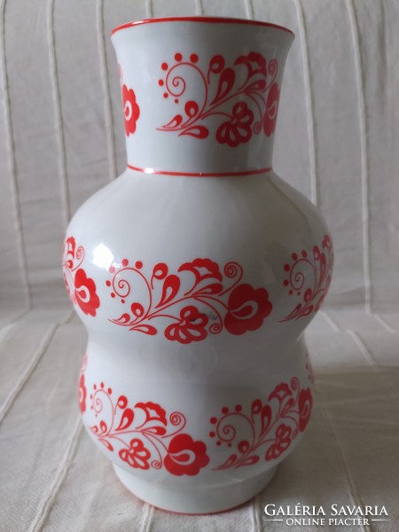 Zsolnay floor vase: large bay vase decorated with a folk motif, 30 cm, flawless