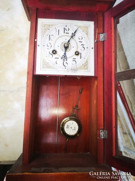 Beautiful antique Art Nouveau wall clock bim bam half striking clock in original condition