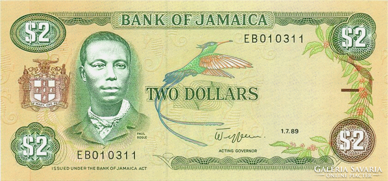 Jamaica 2 dollars 1989 oz