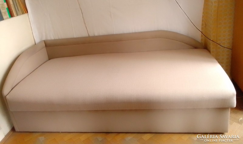Single bed with padded backrest, reclining guest bed, linen holder, spring upholstered side support