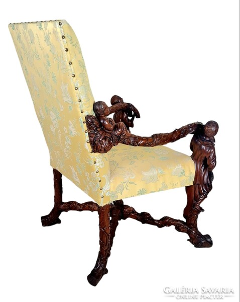 A680 antique, richly carved baroque throne armchair (andrea brustolon)