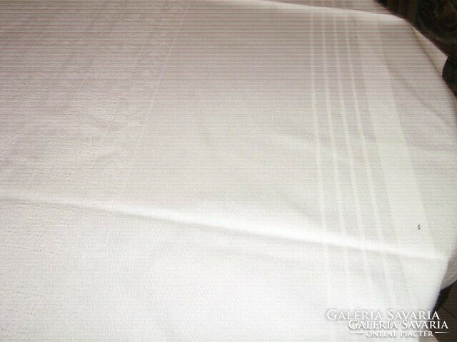 Beautiful antique vintage tulip white woven damask tablecloth