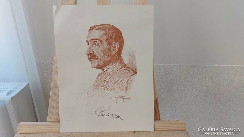 (K) oskar bruch old lithograph, print 28x38 cm. It depicts Colonel-in-Chief Artur von Bolfras.