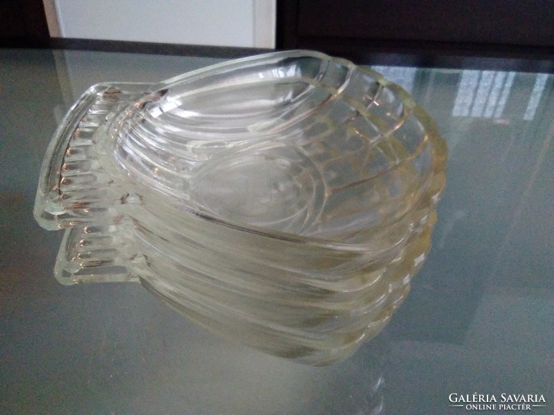Hőálló Simax üvegből készült kagyló formájú kínáló tálkák, fogó kialakítással!