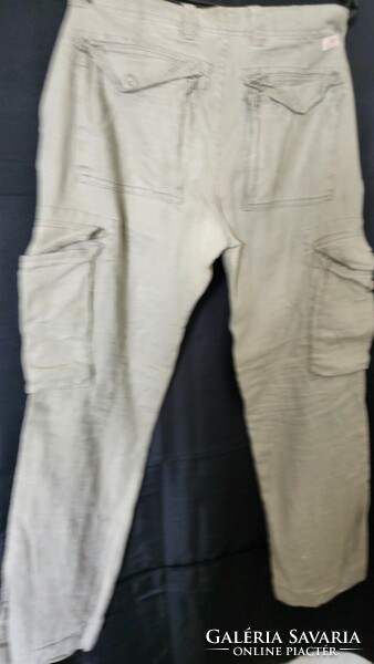 Extravagant h&m 100% linen beige trousers classic sporty size: 54 xxl premium quality