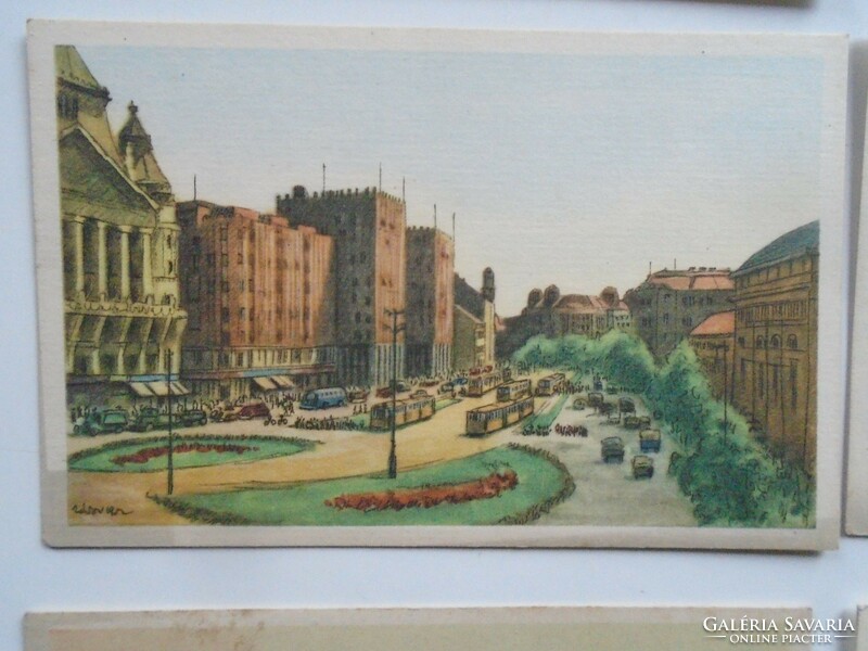 D195394 10 postcards Budapest 1954k not issued 9 István Zádor 1 monostori moller pál