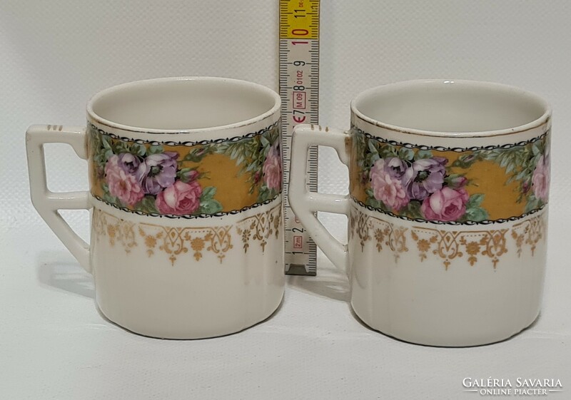 Czech colorful flower pattern porcelain mug 2 pcs (2629)