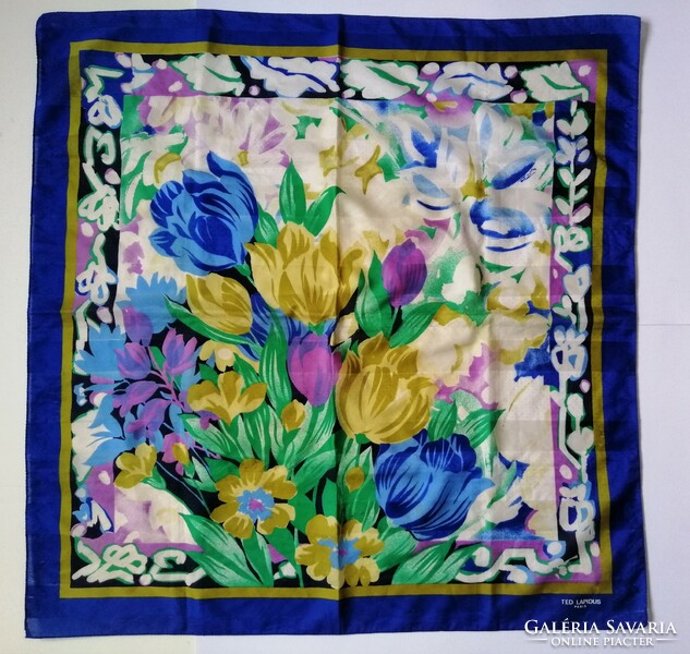 Ted Lapidus designer silk scarf Paris 1990s 75x75cm