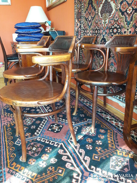 Rare thonet chairs with leather backs (4 pcs.)