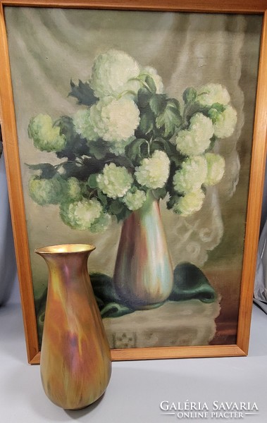 Rare, antique Zsolnay eozin-glazed vase with painting