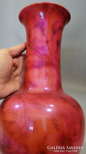 Rare, antique Zsolnay lilac pink eosin glazed vase