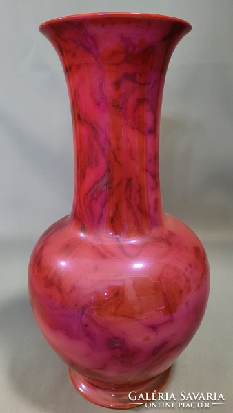 Rare, antique Zsolnay lilac pink eosin glazed vase