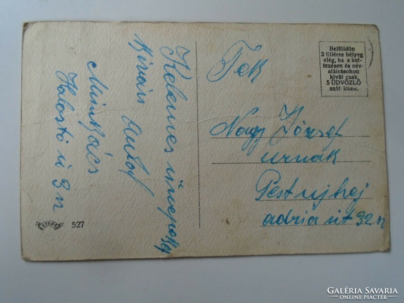 D195338  Régi képeslap - Karácsony - 1940k  népviselet   angyal szánkó