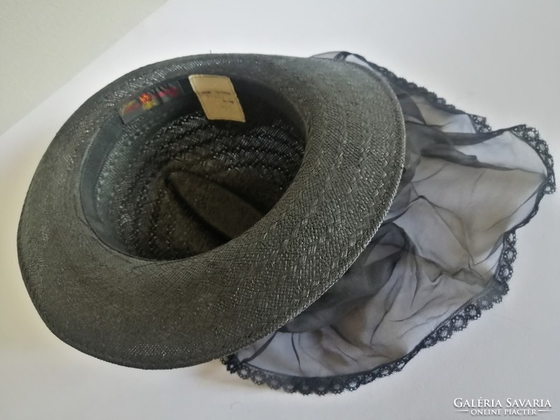 Mayser Milz designer fekete fátlyas női kalap 1950/60-as évek