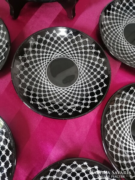 Glass cookie set 6 + 1 black - white pattern
