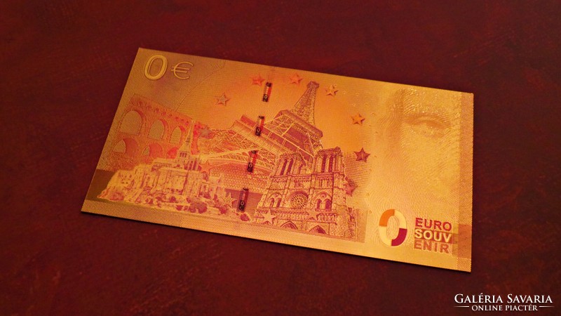 Gold-plated 0 euro souvenir banknote commemorating the 2018 soccer eub - France