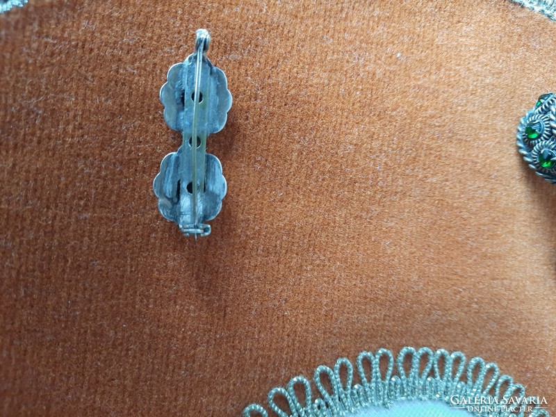 Converted from Biedermeier fire enamel silver brooch_ earrings