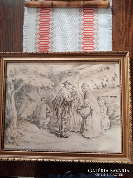 Imre Révész (1859 sátoraljaújhely - 1945 Nagyszőlős) framed etching