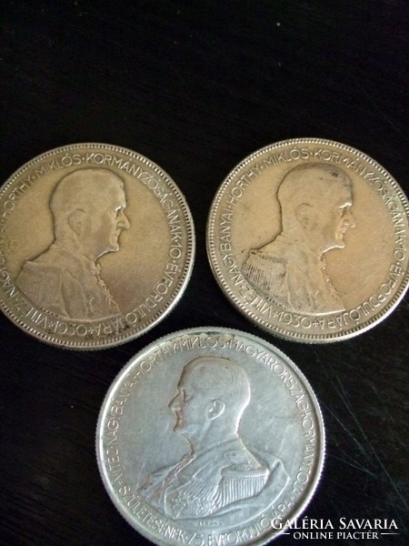 HORTHY MIKLÓS 1930 -s ezüst 5 pengősök  3 db