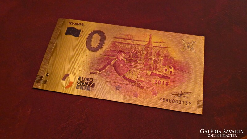 Aranyozott 0 euro souvenir bankjegy a 2018-as foci EB emlékére - Oroszország