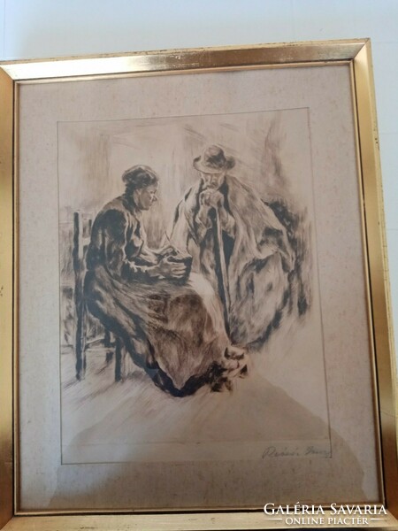 Imre Révész (1859 sátoraljaújhely - 1945 Nagyszőlős) framed, glazed etching