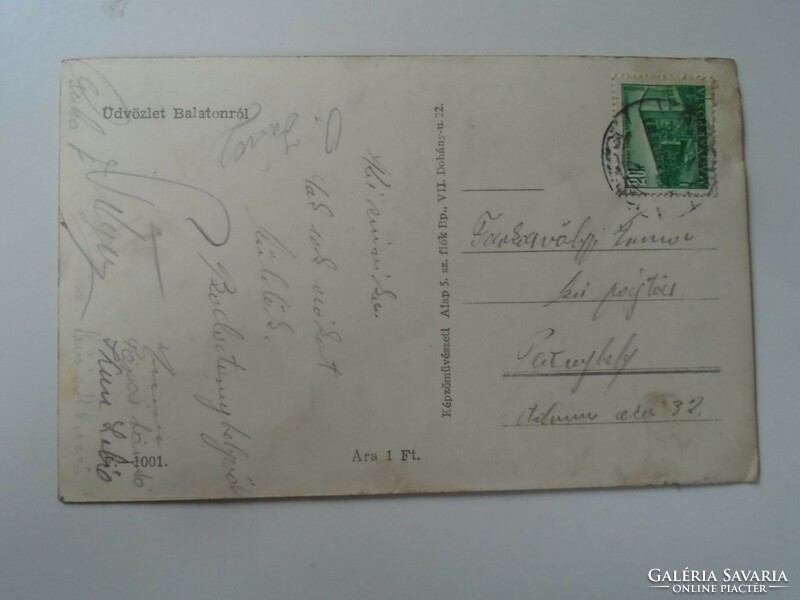 D195378  Régi képeslap  Balaton -vitorlások   -1950k  Farkasvölgyi Anna kis pajtás  Pestújhely