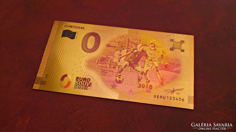 Aranyozott 0 euro souvenir bankjegy a 2018-as foci EB emlékére - Portugália