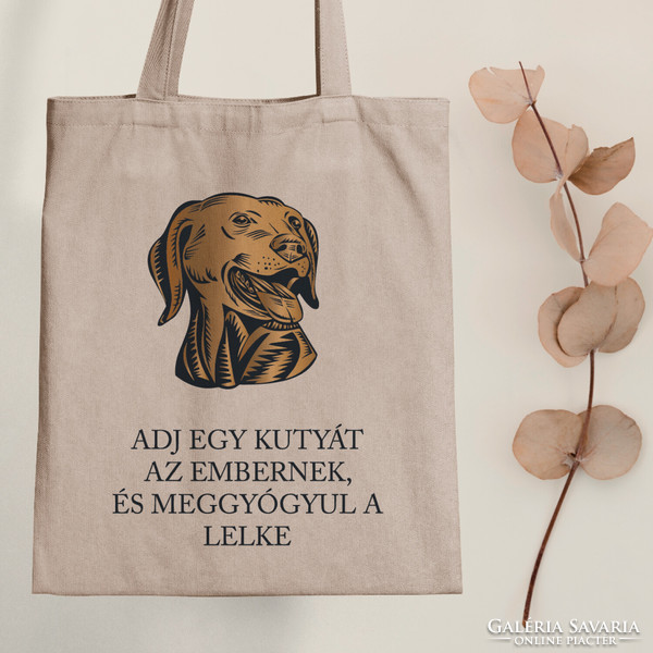 The dog heals your soul - doggy tote bag with quote