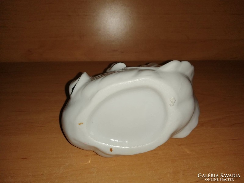 Glazed porcelain swan kaspó candy offering figure sculpture 14 cm long (asz)