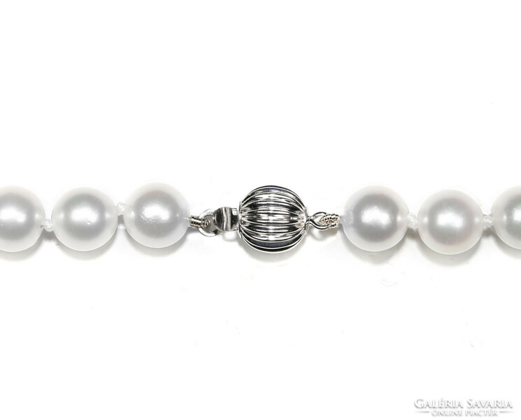 14 K white gold wavy ball clasp for necklace, bracelet