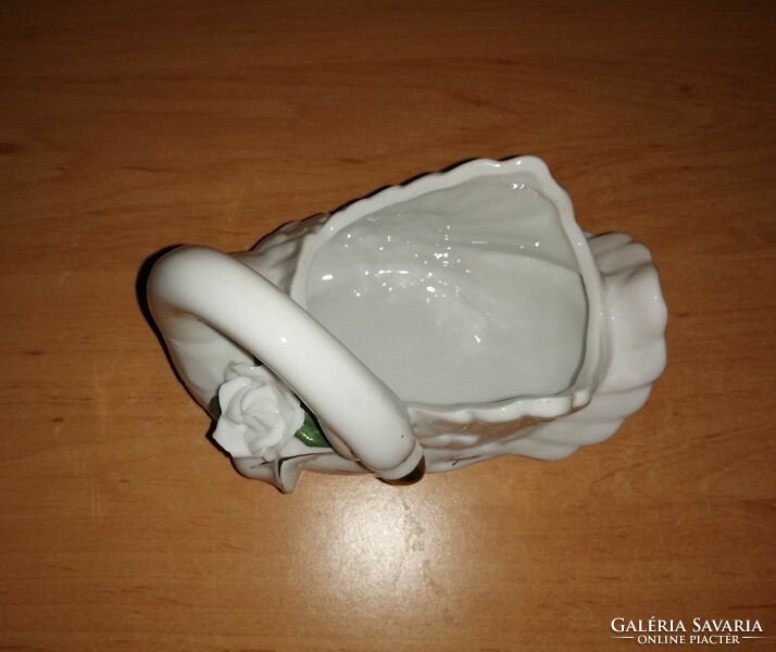 Mázas porcelán hattyú kaspó cukorka kínáló figura szobor 14 cm hosszú (asz)