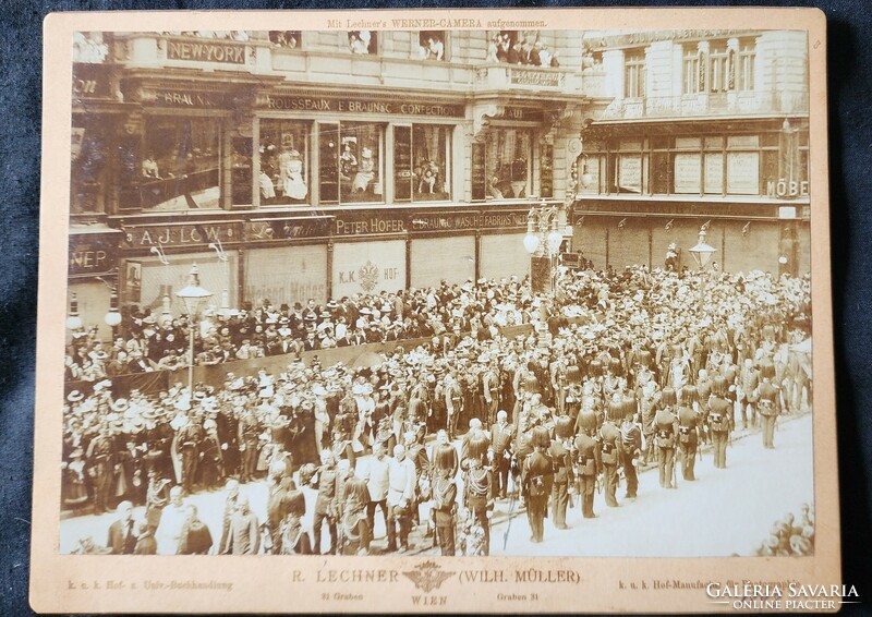 Original marked hardback large photo 1898 Queen Elizabeth Sissi's funeral procession Vienna r. Lechner