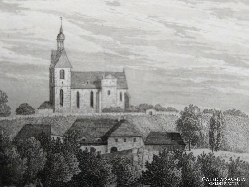 Kirche zu Zscheila. Eredeti acelmetszet ca.1835